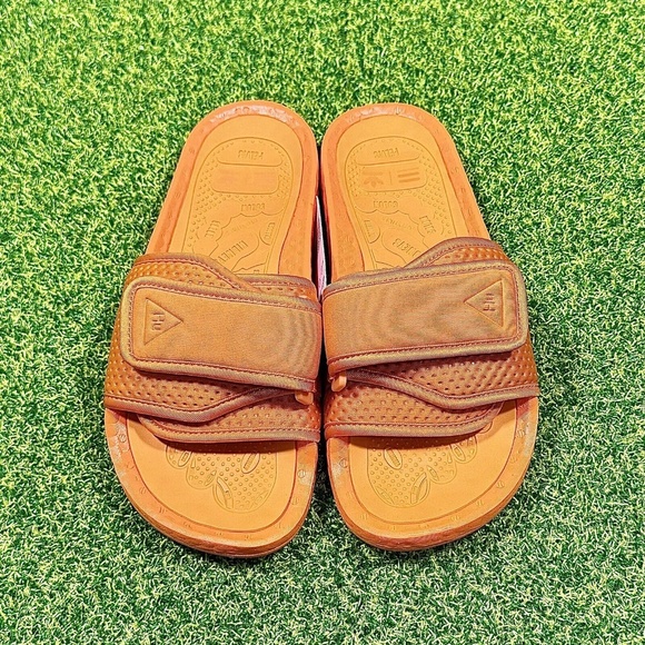 Adidas Originals Pharrell Chancletas HU Size 7 Boost Slides Orange FV7261 - Picture 3 of 6